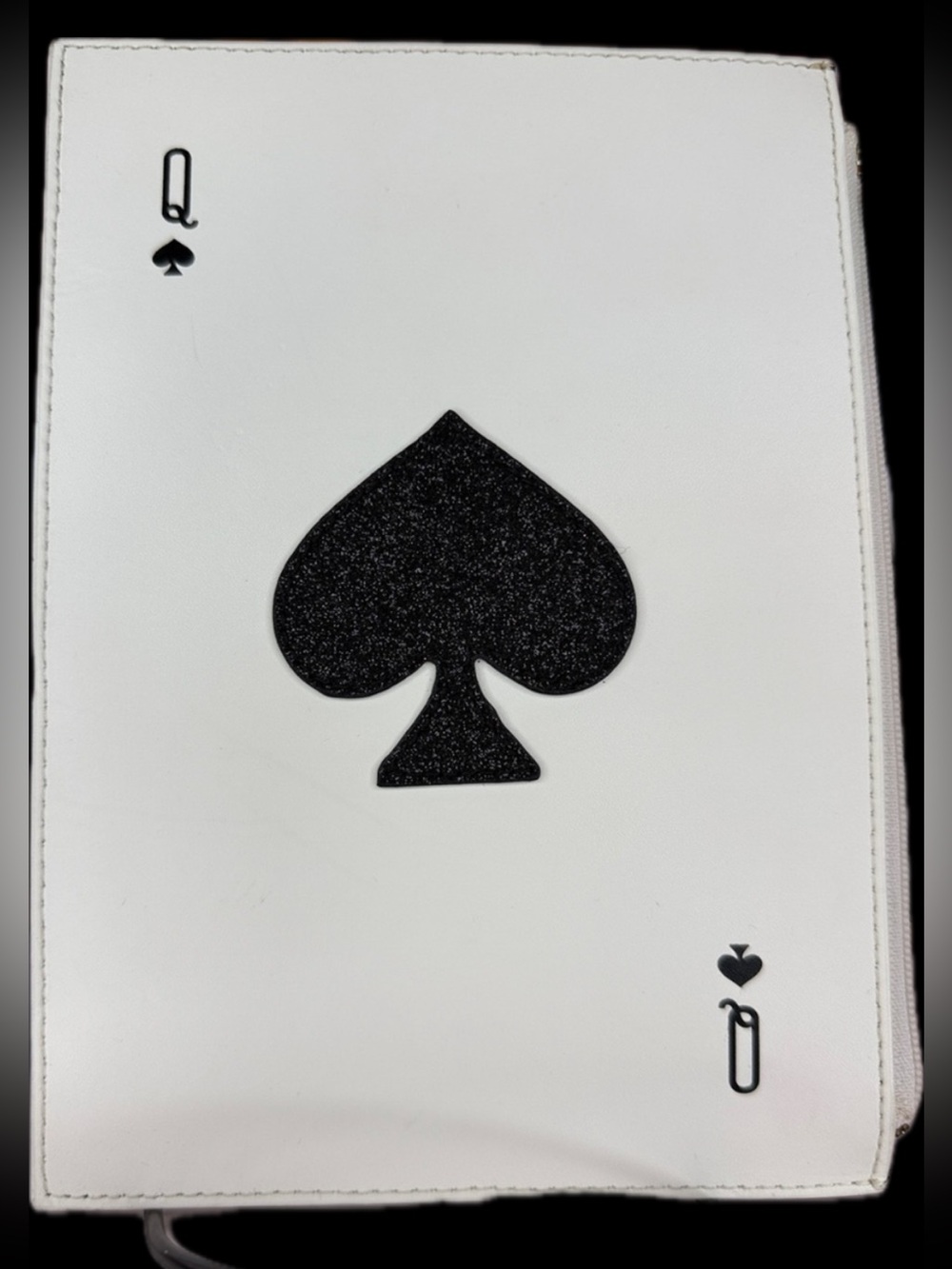 Kate Spade RARE Unusual Queen of Spades Novelty Wristlet Clutch Black White EUC